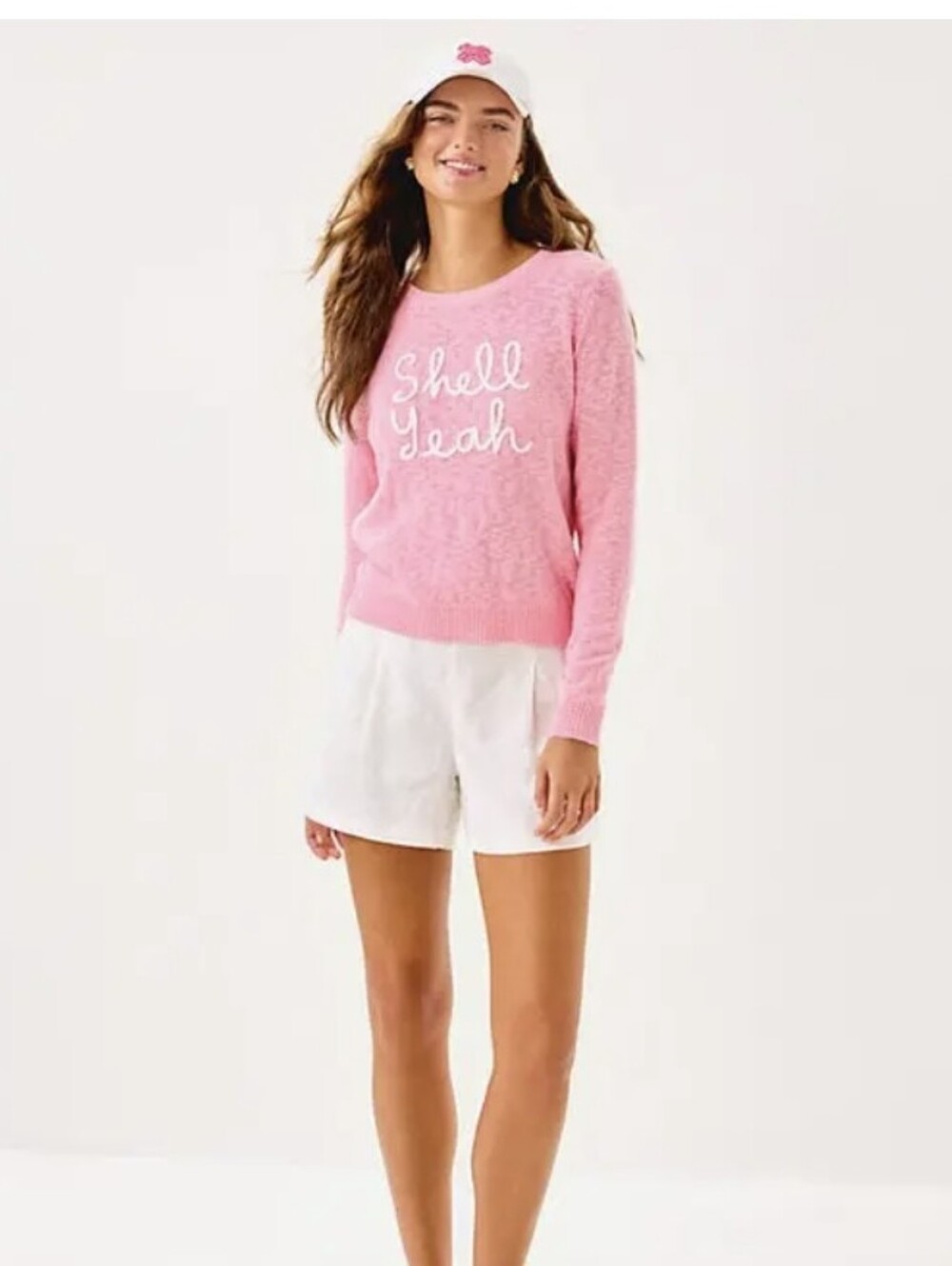 Lilly Pulitzer Tully Sweater Shell Yeah Pink Size Small